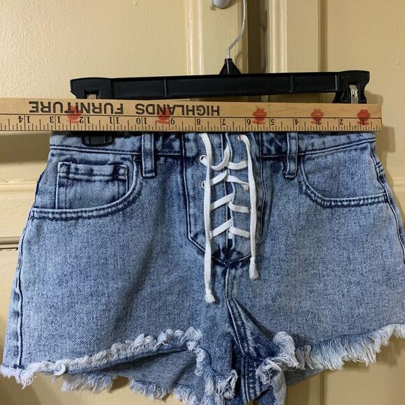 Pacsun High Rise Festival Jean Shorts Size 24 Lace up Front - Picture 4 of 10